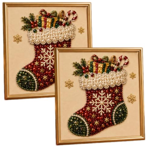 Diamond painting de Navidad con marco zoocco de 7.78x7.78 in para manualidades de adultos