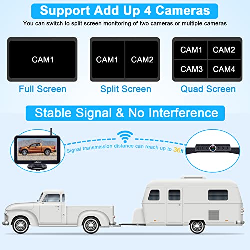 Leekooluu Wireless Backup Camera Trucks - Hd 1080P With 7" Dvr Monitor System For Car Pickup Camper Small Rv Bluetooth Rear View Camera Stable Digital Signal 4 Channels Waterproof Night Vision Lk10 #TOP2