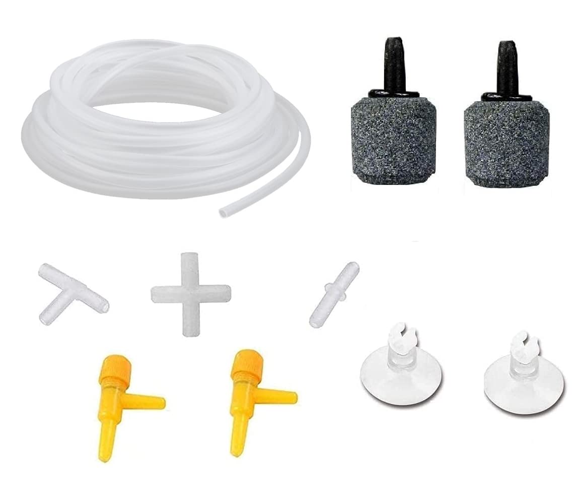 Despacito Aquarium air Pump Accessories for Fish Tank with 5 Meter Tube, 2 Aquarium Controller, 3 Different air valves, 2 air Stone and 2 Suction Cups (B083GKVHBT) Amazon Price History, Amazon Price Tracker