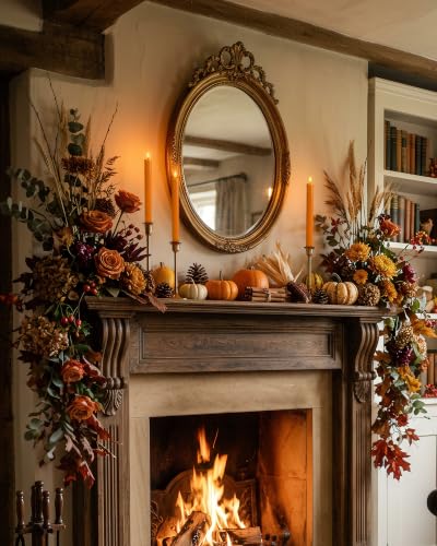 Image of Homemory 2 Pcs Real Wax Flameless Taper Candles, 9.6 inch Dripping Orange LED Candlesticks with Flickering Flame, Battery Operated with Remote and Timer for Autumn Home Window and Table Decor