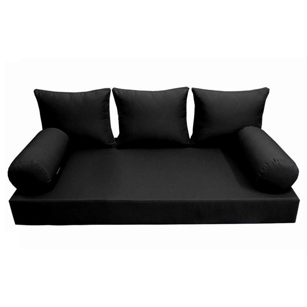 Prolinemax Style 3 - Mattress & Pillow Bolster Cushion for Outdoor Indoor Daybed Porch Swing Bed Knife Edge Twin Size AD109 | Covers ONLY |