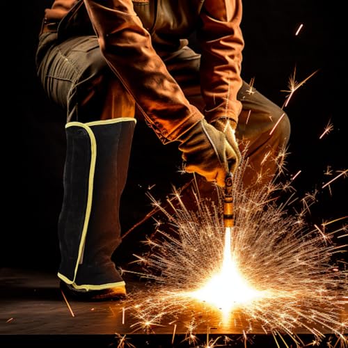 Polainas para soldar de cuero con resistencia térmica para botas 2