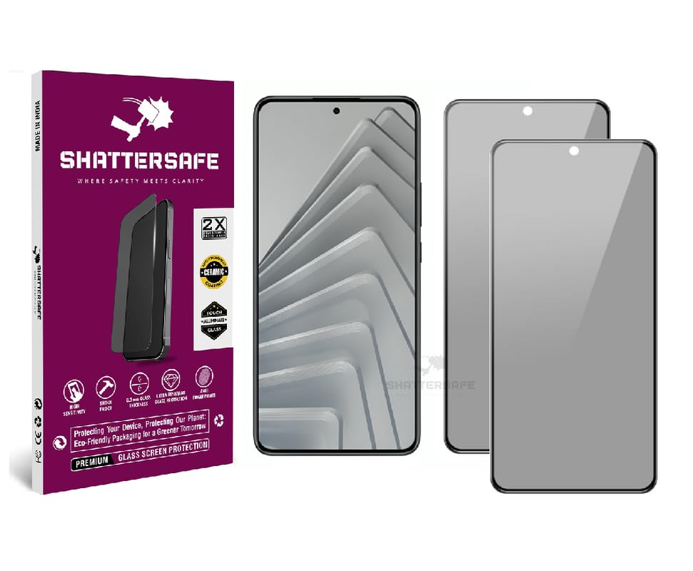 Image of Anti-Spy Privacy Tempered Glass Compatible For Mi Note 14 5G [Pack of 2]. 9H Hardness, Anti-Scratch, Edge-to-Edge Protection With Easy Installation Kit & Case Friendly Fit.