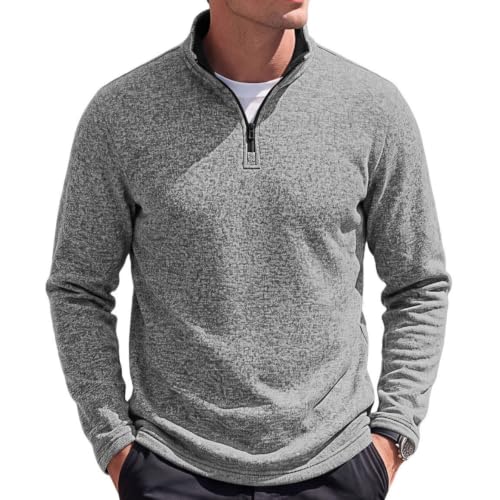 Elneeya 1/4 Zip Pullover Mens Fleece Lined Textured Retro Fall Sweatshirt - image 1