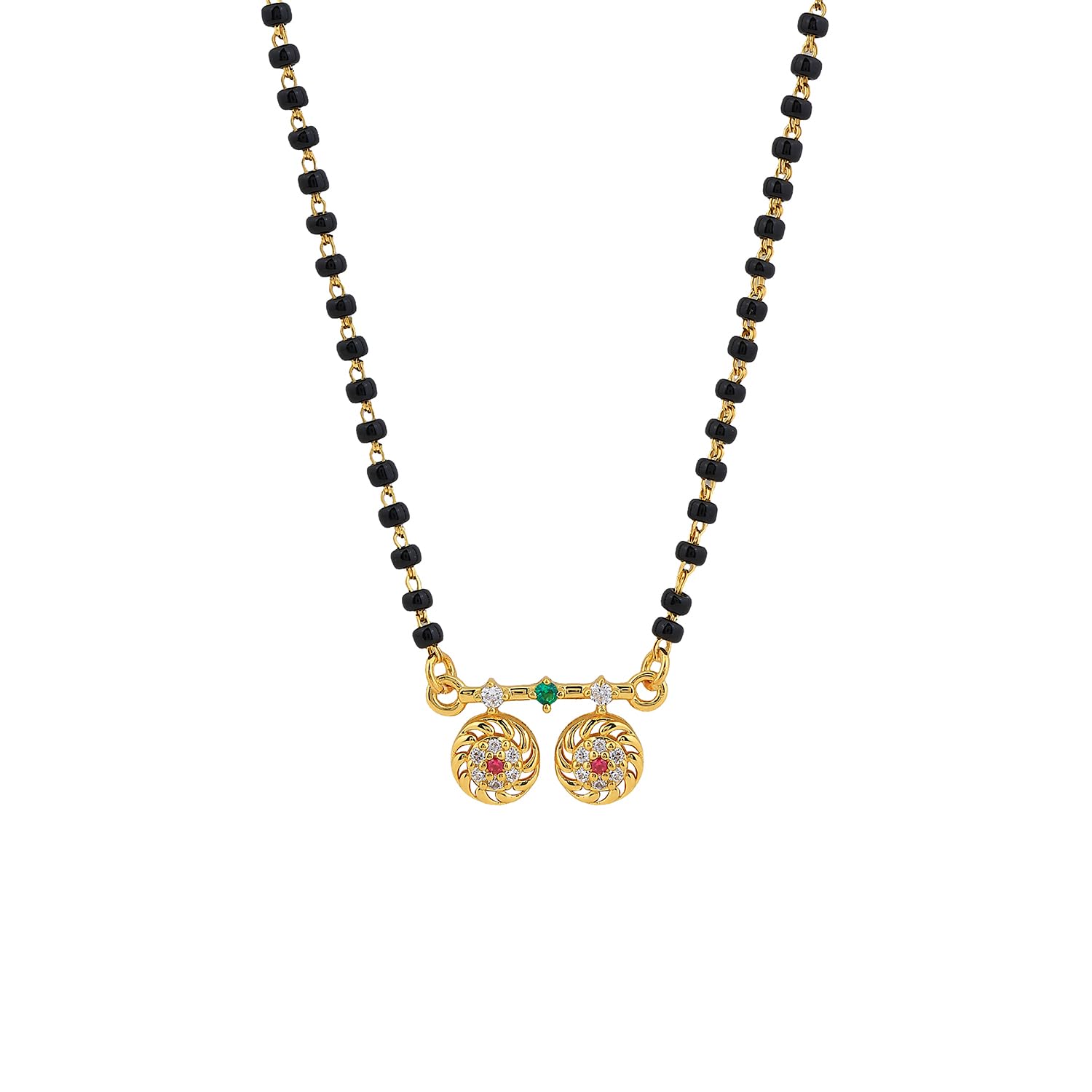 925 Sterling Silver 1Gm Gold Plated Kala Mani/Black Beads Vati Mangalsutra Necklace For Women | Hypoallergenic | Anti -Tarnish | Gift For Women-image-46
