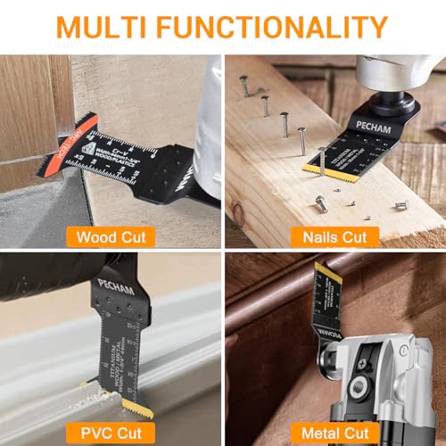 Image of PECHAM Oscillating Tool Blade, 37PCS Universal Wood Metal Oscillating Multitool Quick Release Saw Blades Fit Porter Cable Black & Decker Rockwell Ridgid Ryobi Milwaukee DeWalt Chicago Craftsman