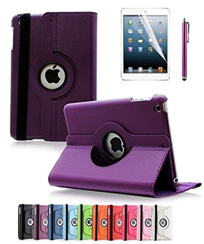 Revesun morado 360 rotación Mapa funda de piel sintética Smart Cover función atril para iPad Mini 2 Apple iPad Mini