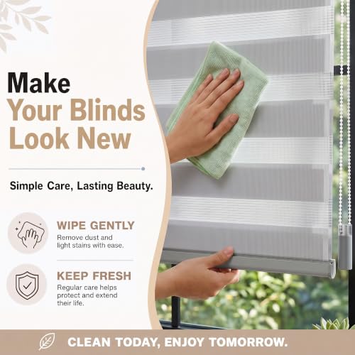 Image of Story@Home Zebra Window Blinds W 4 ft x H 7 ft | Dual Layer Roller Shades for Day and Night Privacy, Light Filtering Sheer Blinds for Home and Office, Modern Window Treatments - Grey