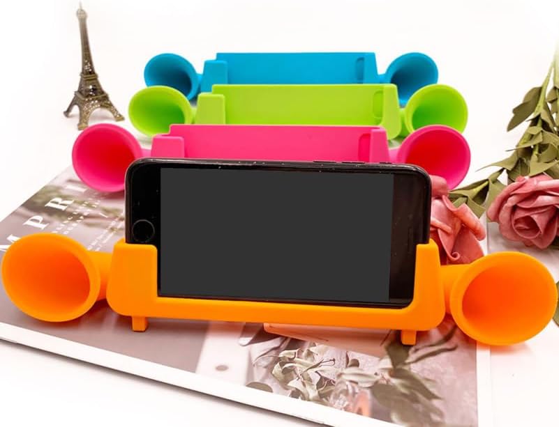 HOMSFOU Phone Holder Speaker Amplifier Double Speaker Phone Rack Silicone Stand Mobile Bracket for Video Viewing Reading and Video Calls Compatible with Smartphones image 3