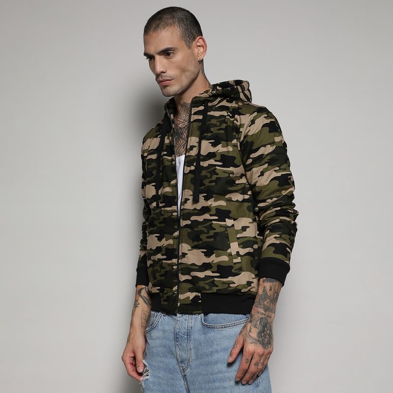 Image of CAHOOT Men's Jacket With Insert Pocket For Casual Wear | Hooded Neck | Long Sleeve | Zipper Closure | Polyester Jacket Crafted With Comfort Fit For Everyday Wear