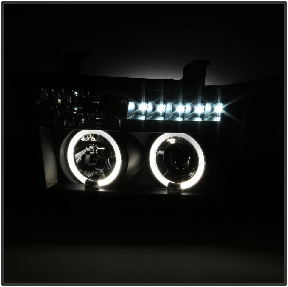 AKKON - For Toyota Tundra Sequoia Black Dual Ring Projector LED Replacement Headlights Left/Right Lamps