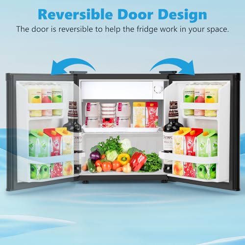 Image of Antarctic Star Mini Fridge with Freezer, Rated 1.6 cu.ft, Small Upright Refrigerator with Removable Shelves, 7 Adjustable Thermostat, Low Noise for Bedroom /Apartment /Office,