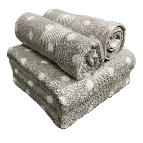 Jogo De Banho Estampado Dohler Prisma Macia 100% Algodão Coração Bolinha Poá (Fernanda Cinza)