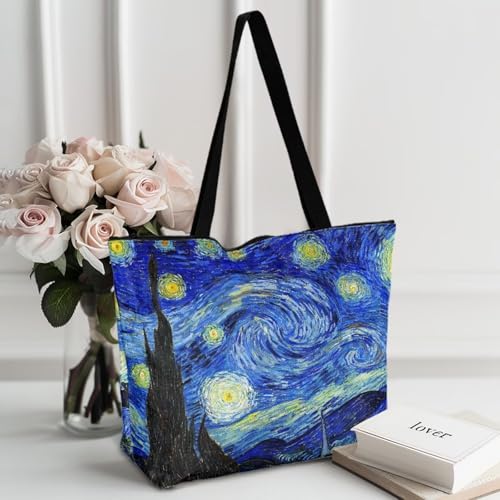 Image of Art Lover Zippered Tote Bag Waterproof Large Work Tote Bags, Artwork Women's Purse Handbags Travel Totes