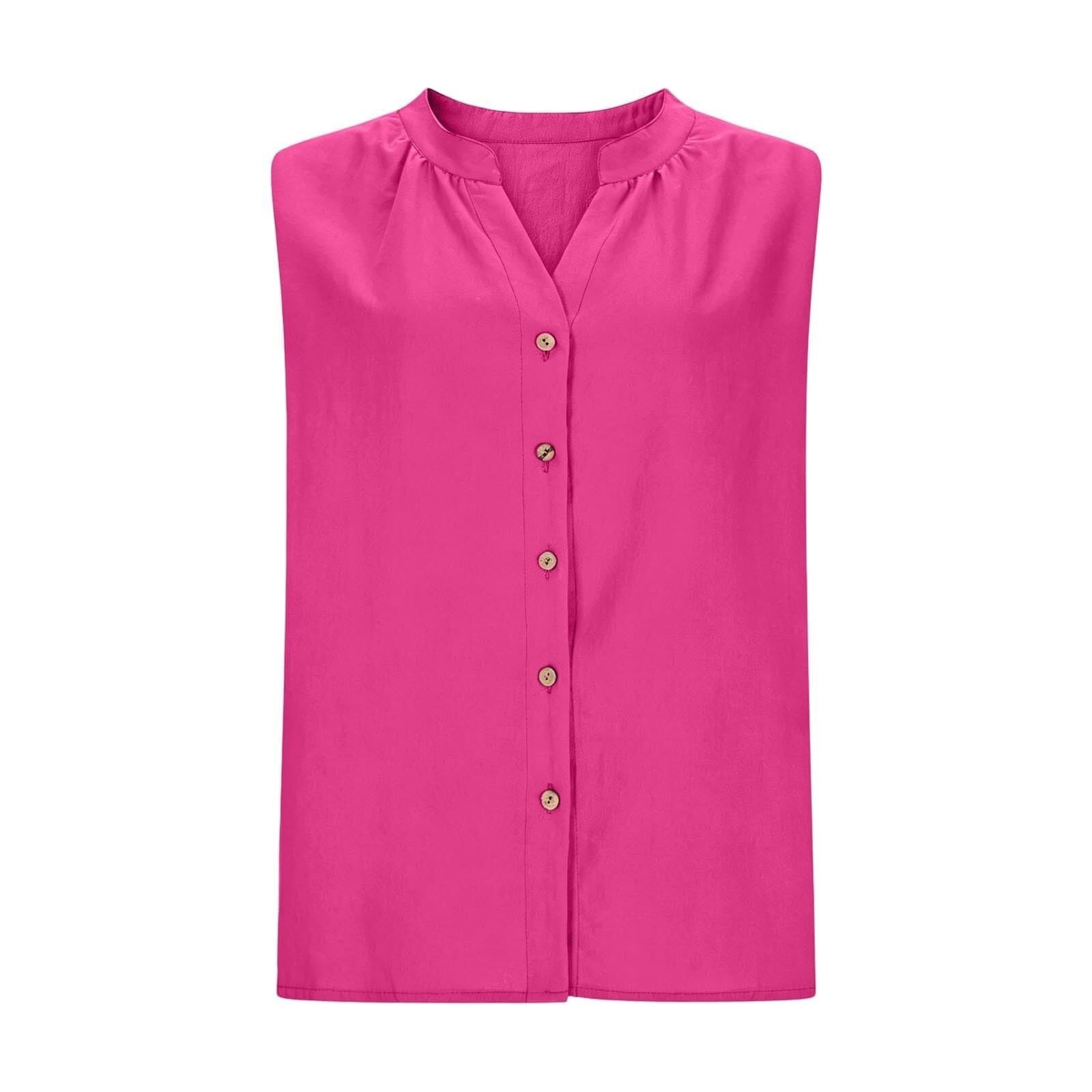 Top estivo da donna, in lino, senza maniche, con scollo a V, leggero e arioso