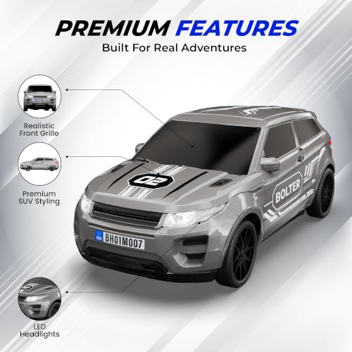 Image of Mirana Bolter SUV Remote Control RC Car for Kids | 1:24 Scale Racing Toy | with 1.5X Turbo Boost, LED Lights & Anti Skid Tyres | USB Type-C Rechargeable | Gift for Boys & Girls 4+ Years, Grey