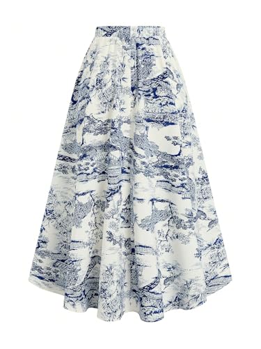 Verdusa Women's Boho Printed Ruffle Maxi Skirt Elastic High Waisted A Line Flowy Long Skirts2