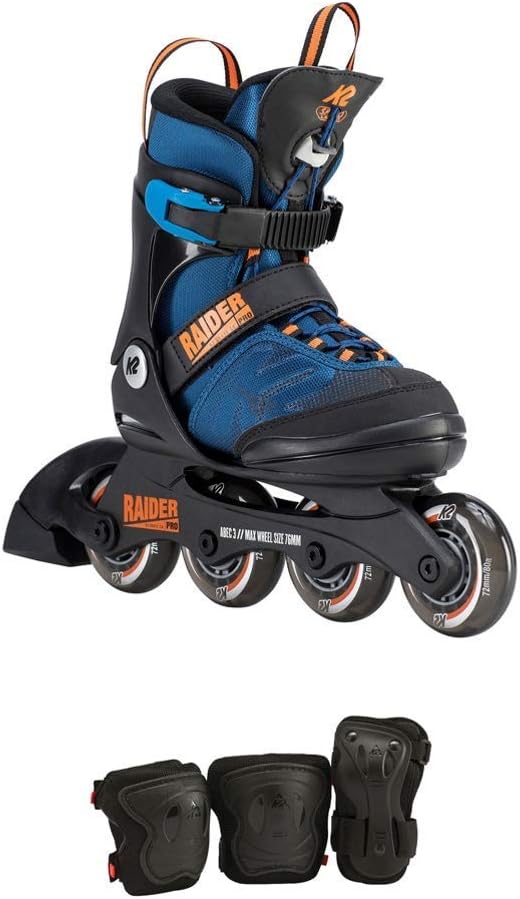 K2 Skate Youth Raider Pro Pack Inline Skates, Blue/Orange