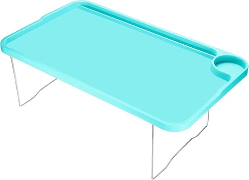 PATIKIL Bandeja de desayuno, bandejas de cama con patas plegables, plato reutilizable para servir portátil, escritorio para comer, azul disponible en Yaxa Peru