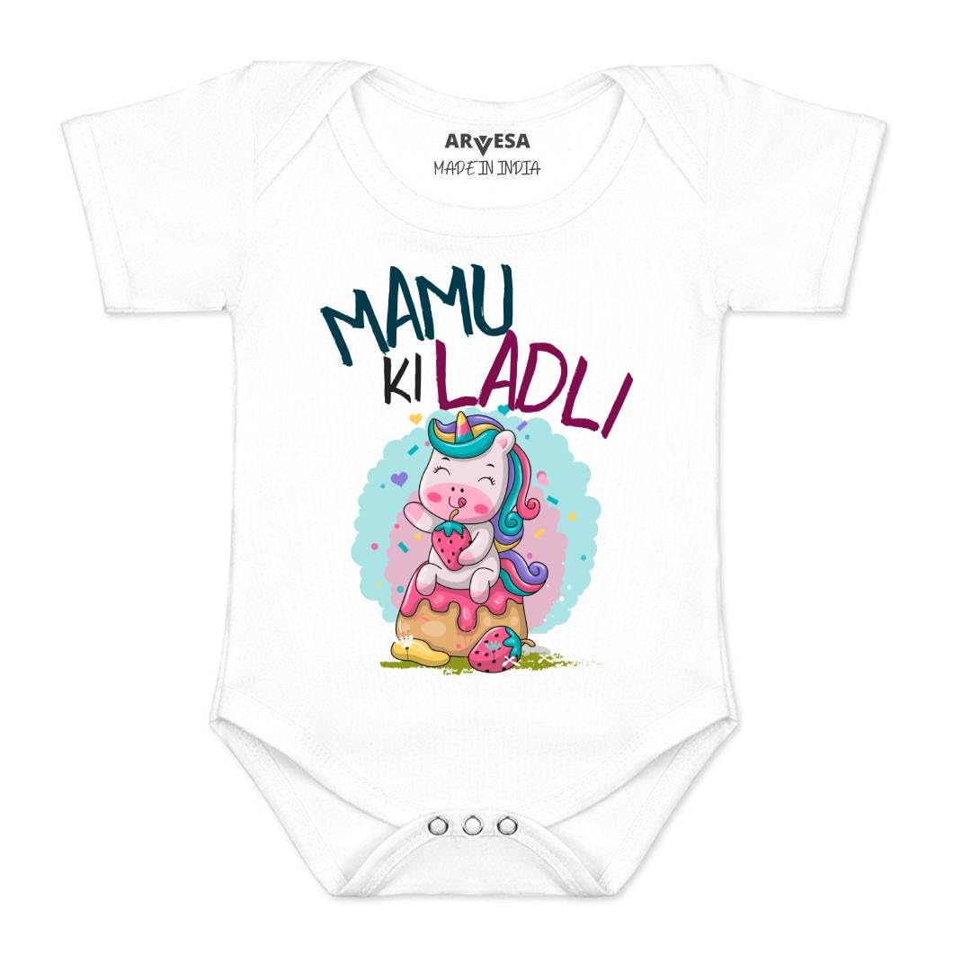 Mamu Ki Ladli R-1172 Mamu Bodysuit, Sleepsuits, Rompers For New Born Baby Clothes 0-3 Months Unisex Stylish Dress For Baby Boy & Girl, Newborn Infant Outfit