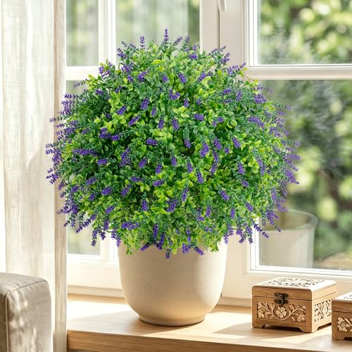 LuceAlberi 25.4" Artificial Boxwood Topiary Ball Trees with Lavender — view 6