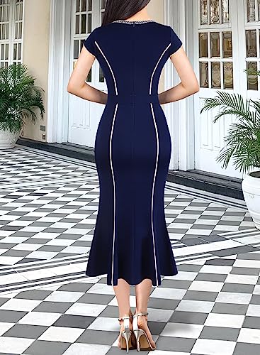 VFSHOW Womens Elegant Vintage Chruch Business Office Cocktail Mermaid Bodycon Midi Dress3