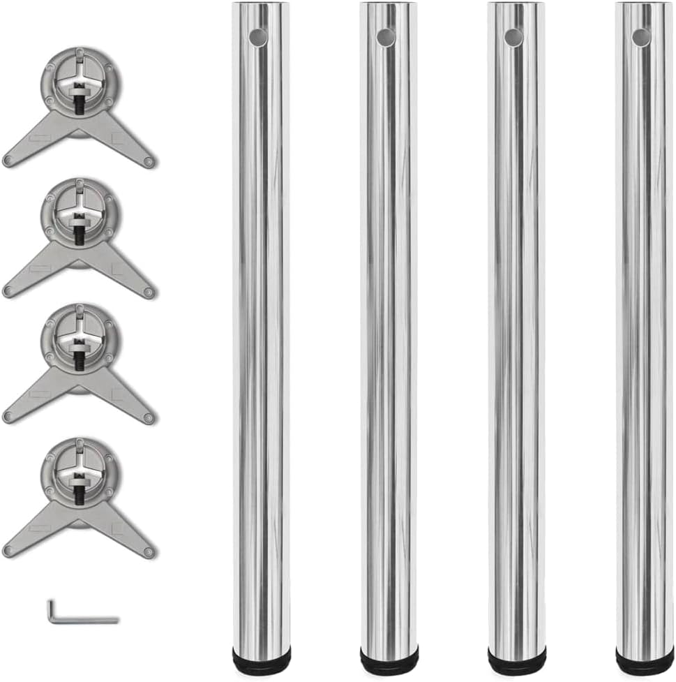 Table Leg Set of 4 Chrome Iron Dining Furniture Table Bases