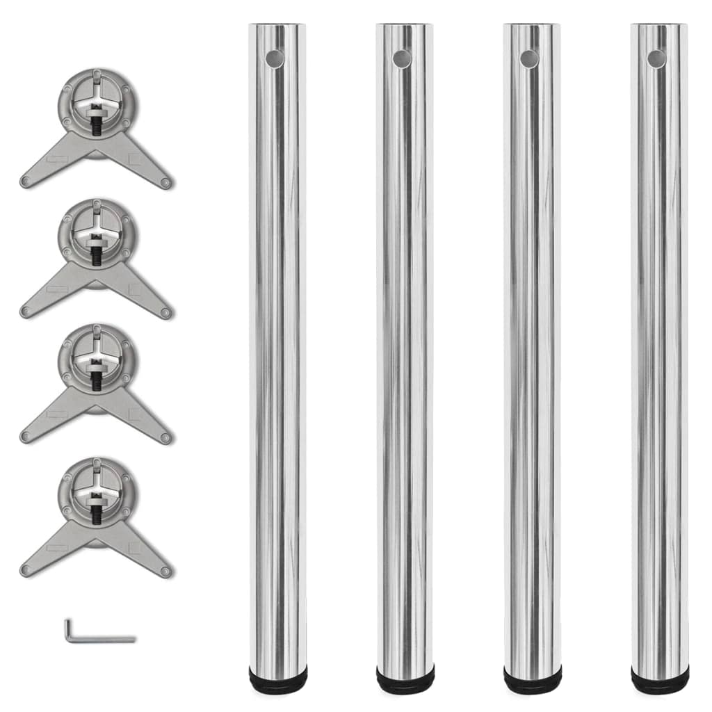 4 patas de mesa ajustables en altura cromadas de 710 mm para escritorios y encimeras