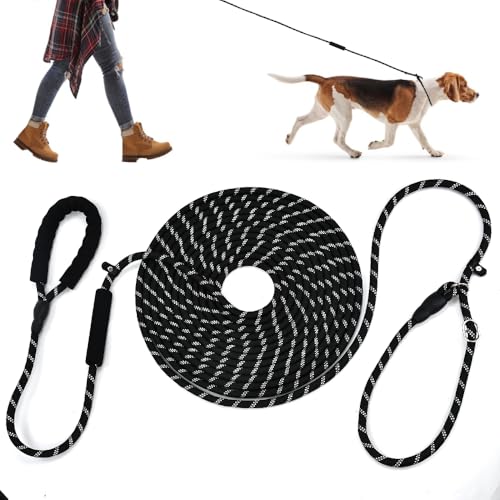 ZFOEFO Guinzaglio Addestramento per Cani,Guinzagli Retriever per Cani,Guinzaglia Riflettente,Guinzaglie a Strozzo,Guinzaglio Regolabile (10mm*10m,Nero)