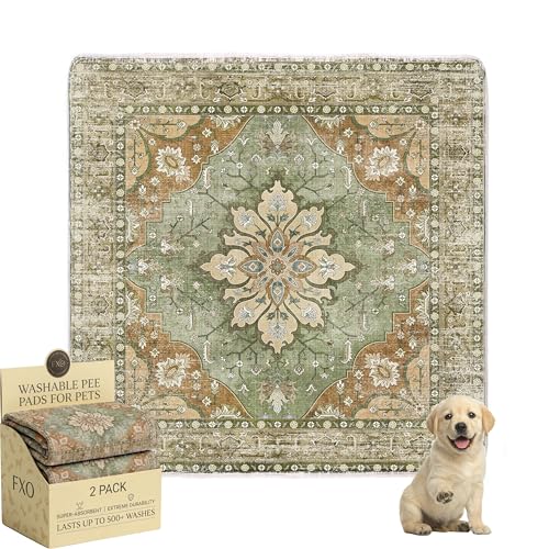 Image of Washable Pee Pads for Dogs,Great Urine Absorbent Reusable Puppy Training Pads,Waterproof,Leak-Proof & Non-Slip Potty Pads for Whelping,Crate,Playpen,Bed.(Green Floral,36 inchx36 inch)