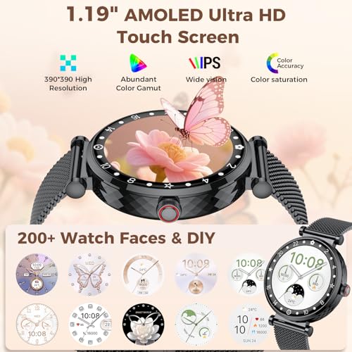 Image of Matast Smart Watch for Women, 1.19 inch AMOLED Display Fitness Tracker Bluetooth Make /Answer Call, Watches with 110+ Sports Modes /Heart Rate /SpO2 /Sleep Monitor, Smartwatch IP68 Waterproof for Android iOS