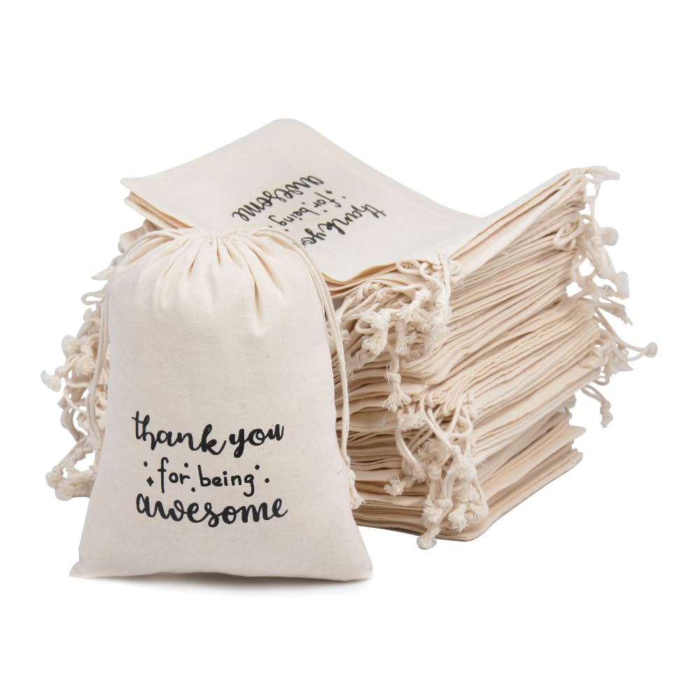 10 Premium Organic Muslin Drawstring Bags 4x6" - Wedding Party Favor Set for Bachelorette Hangover Kits & Holiday Gifting | Reusable Double-Layer