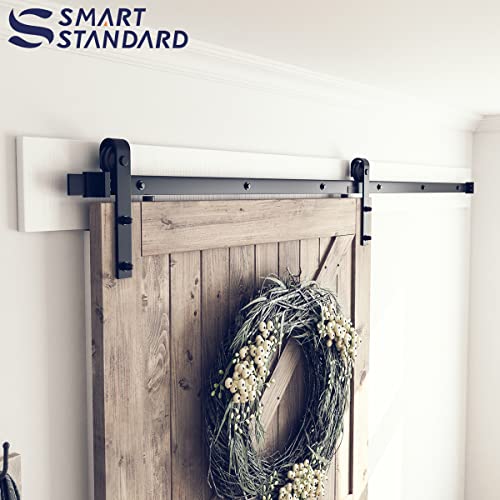 Smartstandard 8 Feet Heavy Duty Sturdy Sliding Barn Door Hardware Kit -Smoothly And Quietly -Easy To Install -Includes Step-By-Step Installation Instruction Fit 48" Wide Door Panel ( J Shape Hanger) #TOP6