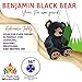 Benjamin The Black Bear 16 Inch Plush Stuffed Animal – Soft Cuddly Teddy Bear Toy, Huggable Plushie Companion and Gift for Kids, Toddlers, and Adults