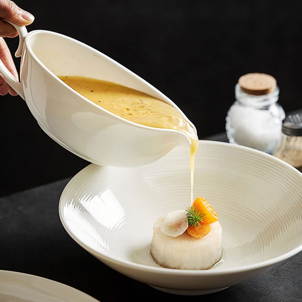Barca per salsa di sugo facile da versare Secchio di succo di ceramica bianca della barca di sugo con piastra western tableware bistecca salsa cottura brocca di latte brocca di latte brocca di latte b