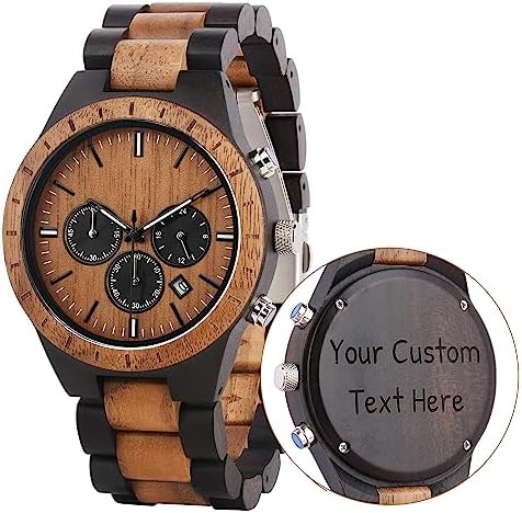 Mens Engraved Wood Watch Customized Watch for Husband Boyfriend Birthday Anniversary Personalized Watch