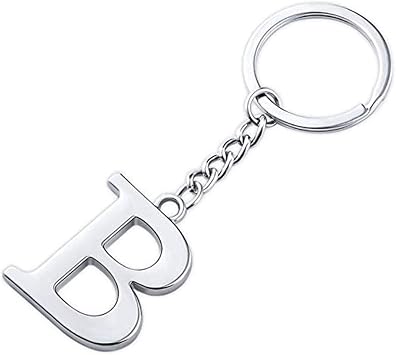 Initial Letter Keychain Alphabet Key Rings Stainless Steel Letter Charm Keychain for Women Letter B