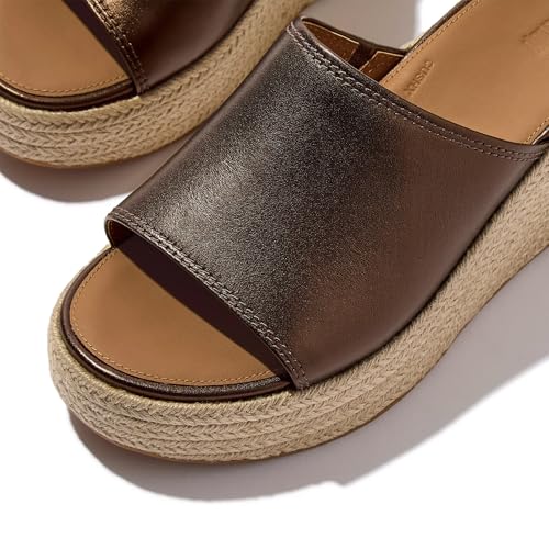 FitFlop Women's Platfforms Espadrille Metallic-Leather Wedge Slides Sandal3