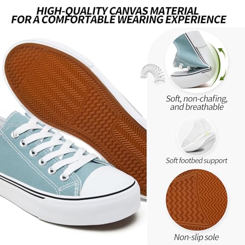 Image of Adokoo Canvas Tennis Shoes for Women Low Top Casual White Black Sneakers for Women Lace Up Fashion Comfortable Walking Shoes