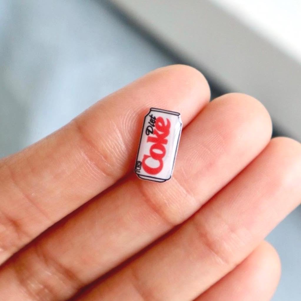 Diet Cola Earrings - Soda Pop Beverage Jewelry - Cute Drink Studs - Hypoallergenic Nickel-Free Titanium Earrings