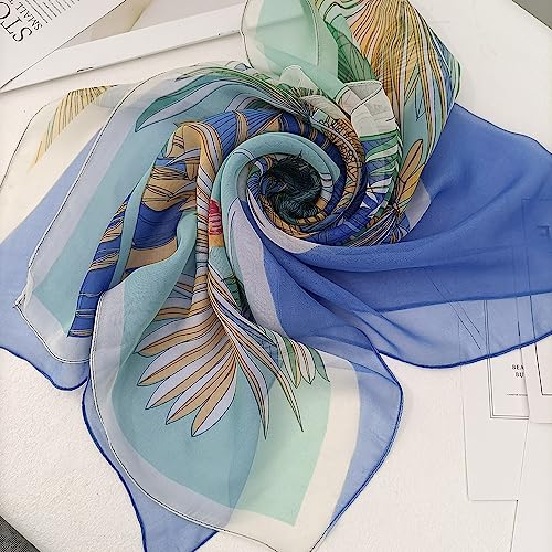 Silk Feeling Lightweight Scarves for Women Long Elegant Floral Pattern Head Wrap Shawls4
