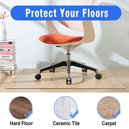 Neutype Glass Chair Mat, 36" X 46" 1/4" Thick Tempered Glass Office Chair Mat For Carpet Or Hardwood Floor - Effortless Rolling, Easy To Clean, Best For Your Home Or Office Floor Crystal Clear #TOP4