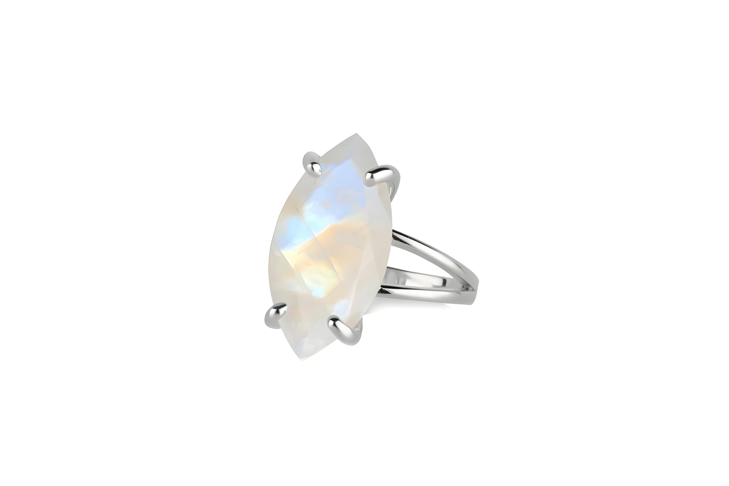 Anillos de Mujer con Encanto de Anemone Jewelry - Anillos de Piedra de Luna Marquesa en Oro de 14k - Anillos de Oro de 14k Hechos a Mano para Mujer - Caja de Regalo - Grabado Disponible