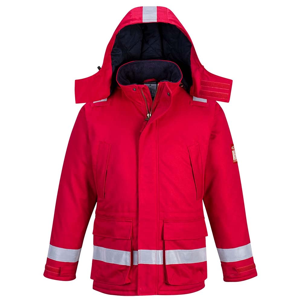 Portwest Chaqueta Winter Ignífuga Y Antiestática , Tamaño: M, Color: Rojo, FR59RERM
