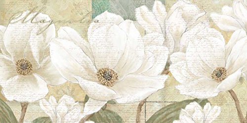 Tableau sur toile tendue paysage de bois de magnolia avec grand cadre de prestige