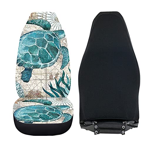 Joaifo Vintage Sea Turtle Print Car Seat Cover For Front,Fashion Underwater World Animal Auto Interior Decor Accessories Easy To Clean And Wash #TOP3
