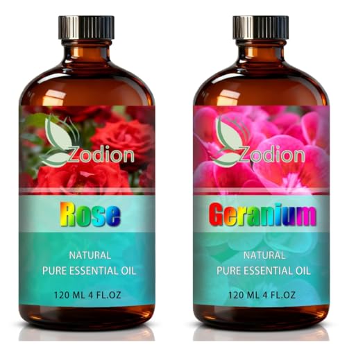 Aceite esencial de Geranio y Rosa 4 Fl Oz para aromaterapia