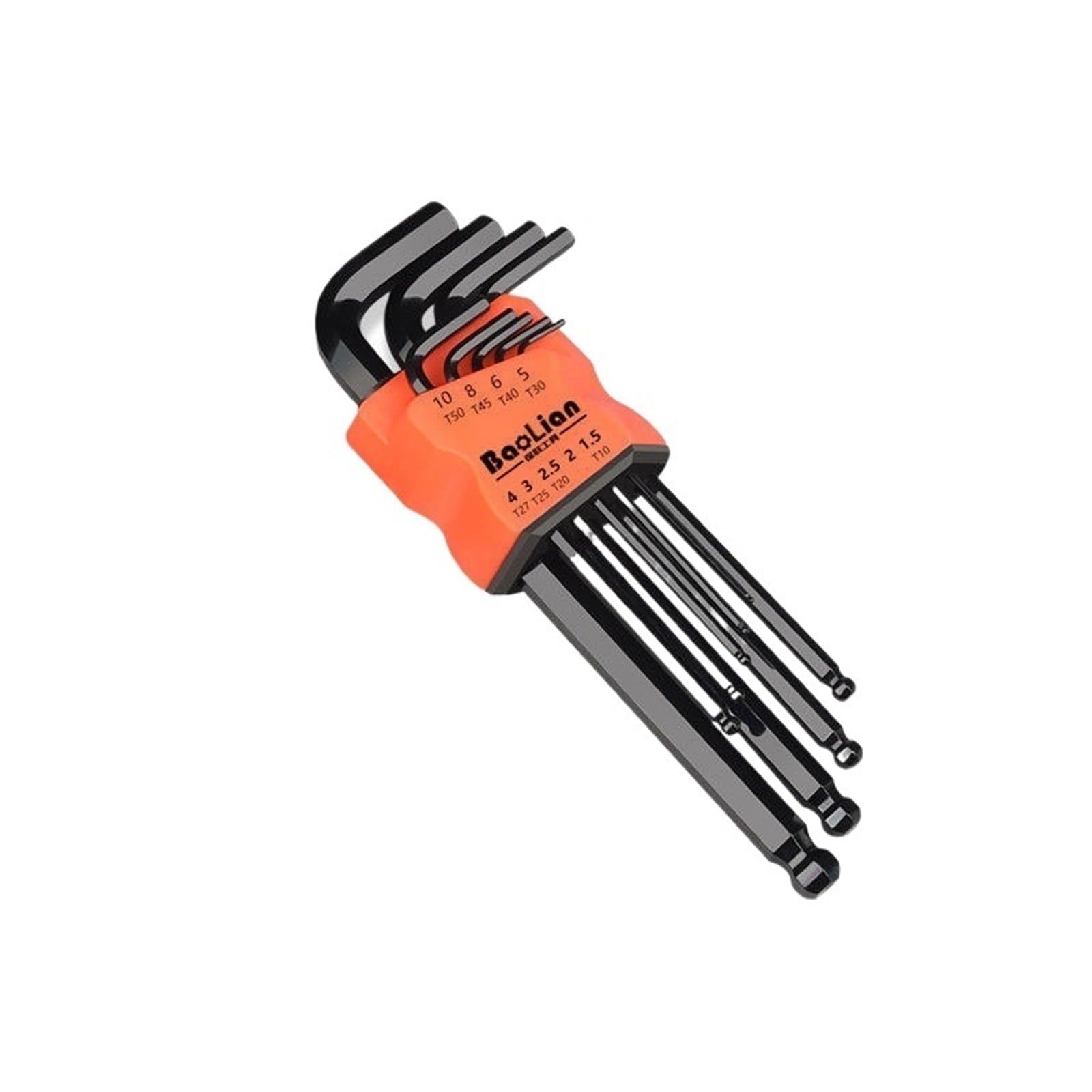 Hnulgvi Ball Head-Size M Type Hexagonal Spanner With Flat Head 9Pcs Screwdriver Hex Wrench Set Double-End L Type Allen Key Hexagon Flat Ball Torx Star Head Spanner(Ball Head-Size M)