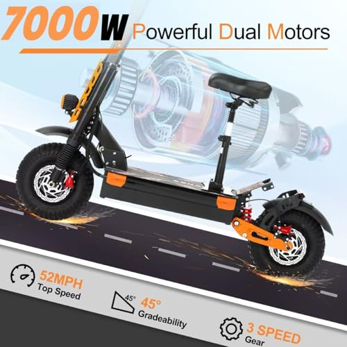ZSNAKE lectric Scooter for Adults 7000W Dual Motor 55MPH, 65+Miles Range - Image 4
