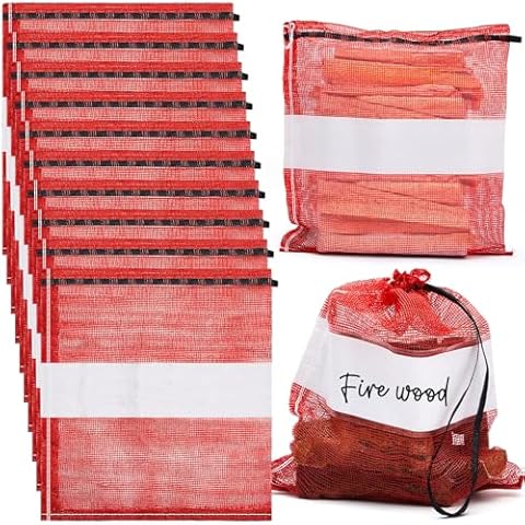 GliCraft 100 Pcs 22 x 24 Inch Onion Bags Reusable Mesh Produce Bags with Drawstring Firewood Bags Onion Potato Storage Sacks for Garden Vegetable Fruit Produce Packaging Supplies Cover